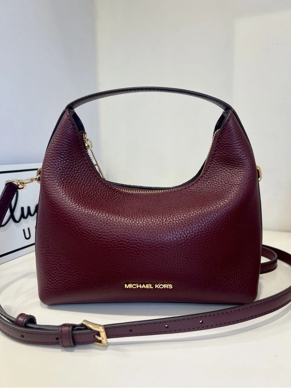 Michael Kors Ember Messenger Top Handle Crossbody Bag Oxblood Leather NWT
